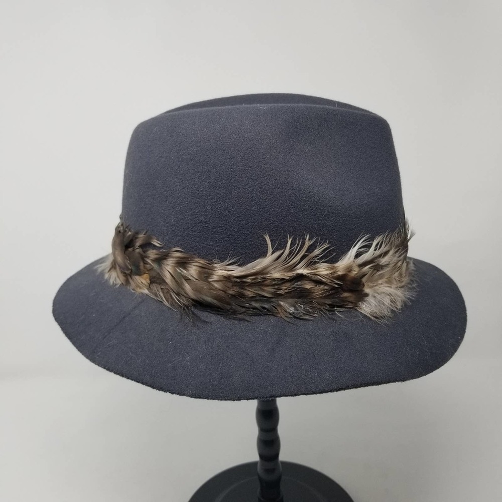 Hat Attack Gray Wool Fedora With Feather Band - image 3